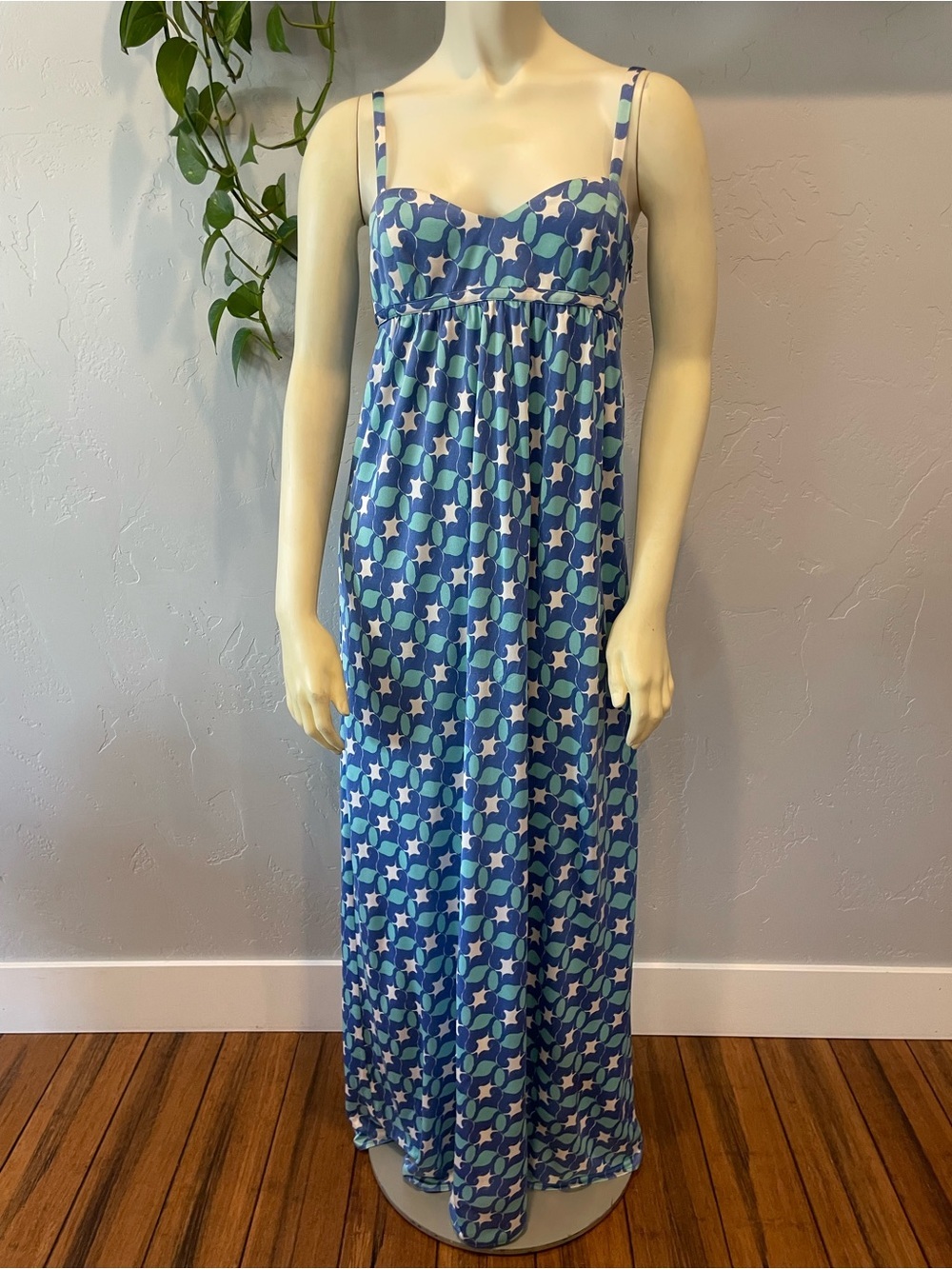 Pristine vintage rare find Y2K Jules Reid blue Geometric Print Maxi Dress - 2